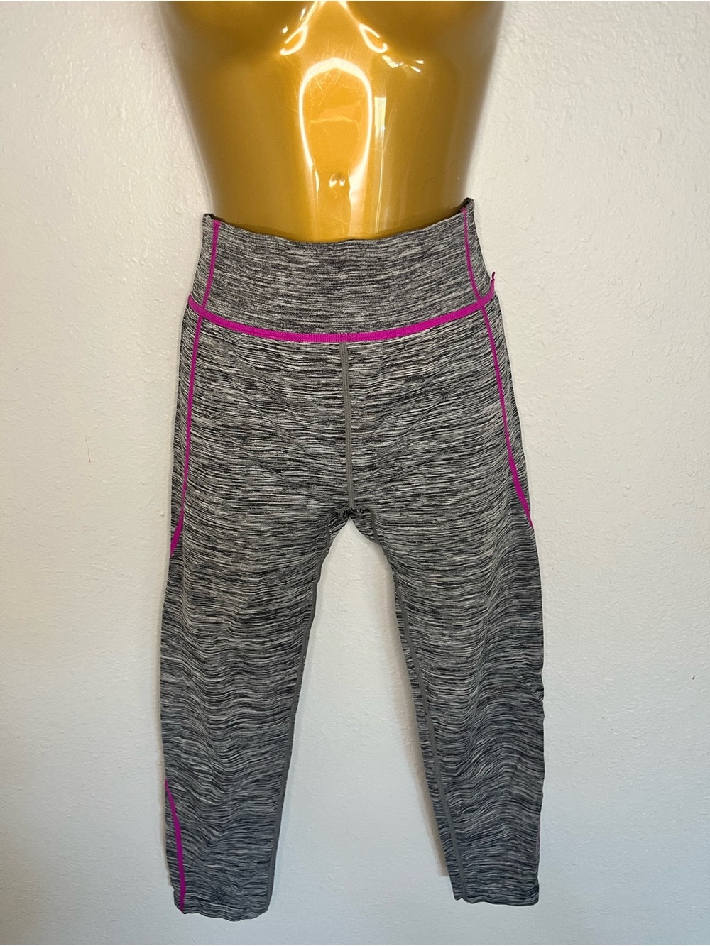 Girls' Gray Heather Active Capri with Pink Contrast Stitching